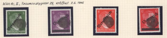 Austria: Scott#: 390-3 varieties Post WWII provisional issues Vienna locals Wien 40 III** NH VF