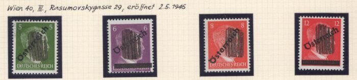 Austria: Scott#: 390-3 varieties Post WWII provisional issues Vienna locals Wien 40 III** NH VF