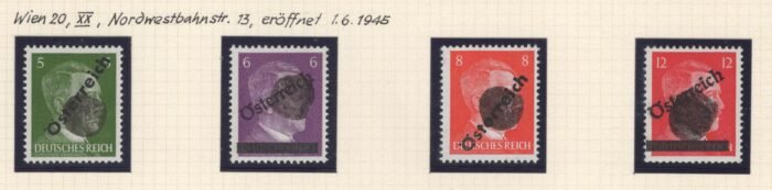 Austria: Scott#: 390-3 varieties Post WWII provisional issues Vienna locals Wien 20 XX** NH VF
