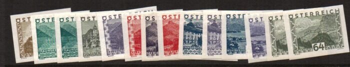 Austria: Scott#: 340-53 Michel 530 U - 543 U ** VF horizontal imperforate set