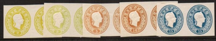Austria: Scott#: 12//16 var MI 18ND -22 ND * no gum horizontal pairs VF