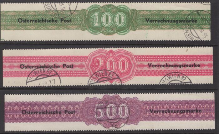 Austria Verrechungsmarken MI 1-3 U VF