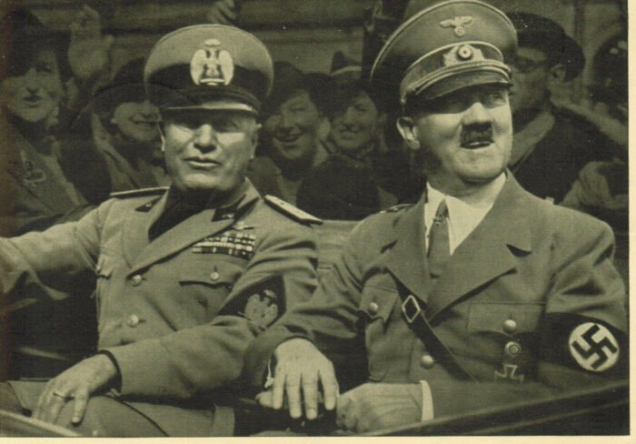 Germany Post Card Third Reich Hitler/Mussolini fotocard with Bohemia and Vienna franking and cancels VF