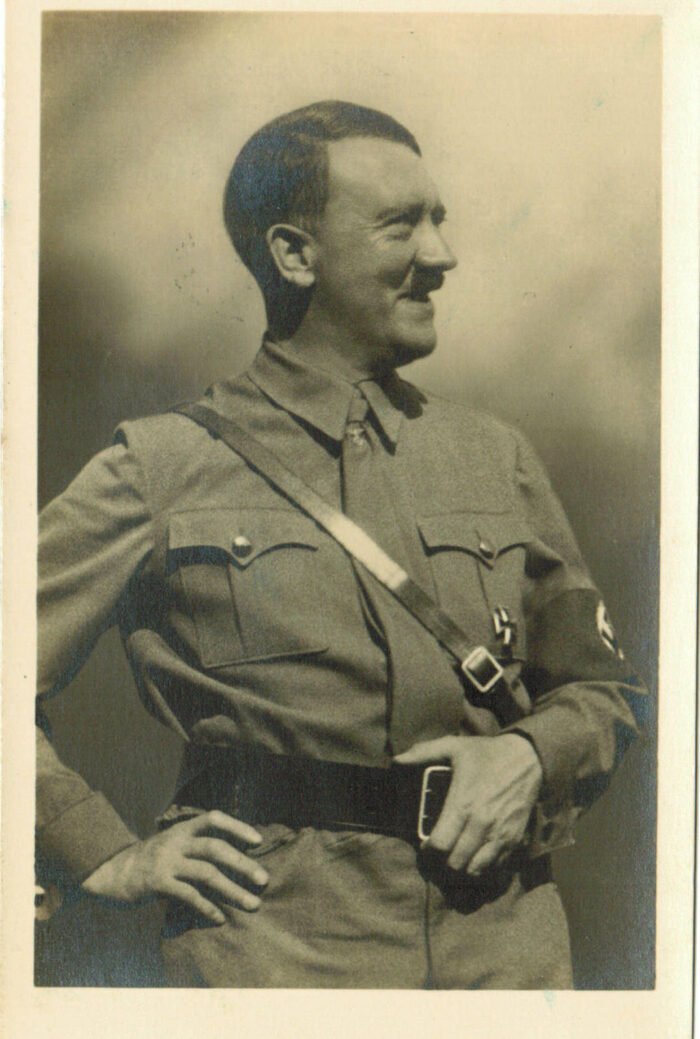 Germany Post Card Third Reich U VF Hitler fotocard Hoffmann P89 with mixed franking German and Italian Laibach cancels
