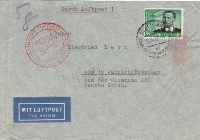 Deutsches Reich U VF 1MI 538 air mail cover