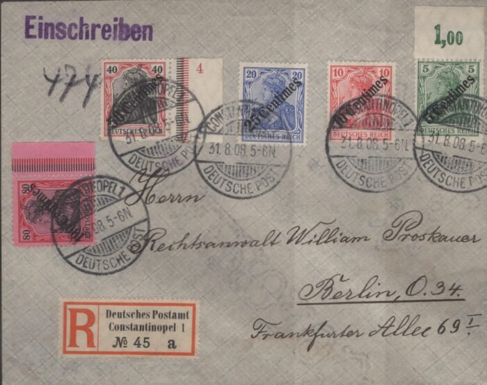 German Offices in Turkey SC 55-59 on registered cover VF