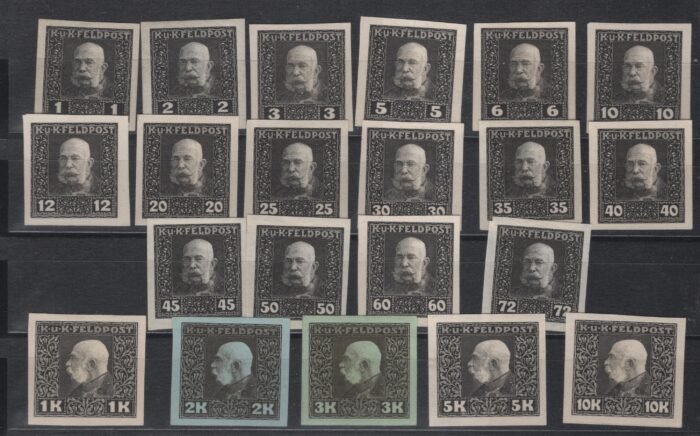 Austria   Scott#: M22//48 var MI 22 PUI //48 PUI * no gum  black proofs