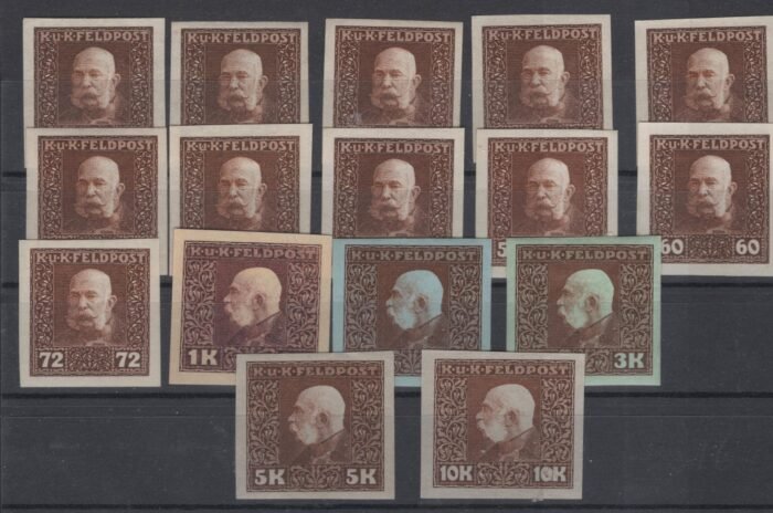 Austria   Scott#: M22//48 var MI 22 PUI //48 PUI * no gum  brown proofs