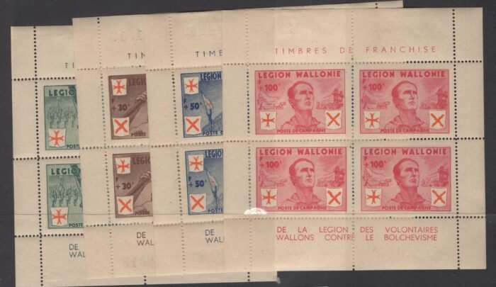 Belgium Scott#: Walloonische Legion Michel#: I-VI ** sheetlets of 4 VF