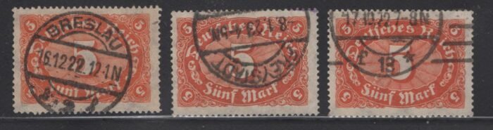 Germany Scott 198 variety Michel 194a,b,c U  F/VF expertized