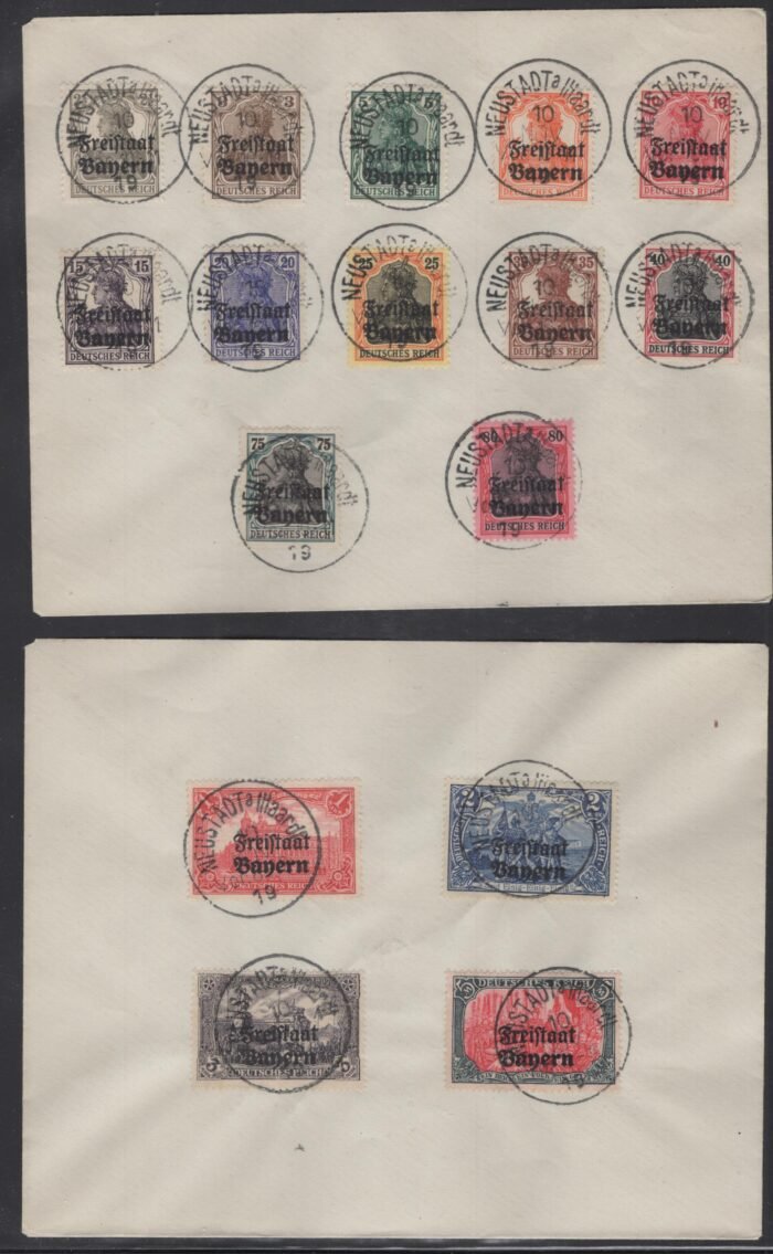Bavaria ganzsachen MI 134-51 on two unaddressed covers with Neustadt, a1 Haardt  10 Nov 19 F/VF