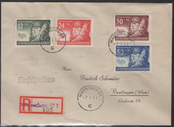 General Government Michel#: U VF MI 59-62 registered cover