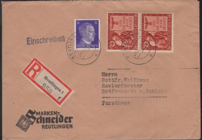 Germany Cover Third Reich Michel#: 863(2), 785 registered cover VF