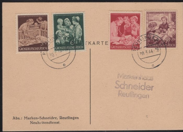Germany Cover Third Reich Michel#: 869-72 post card VF