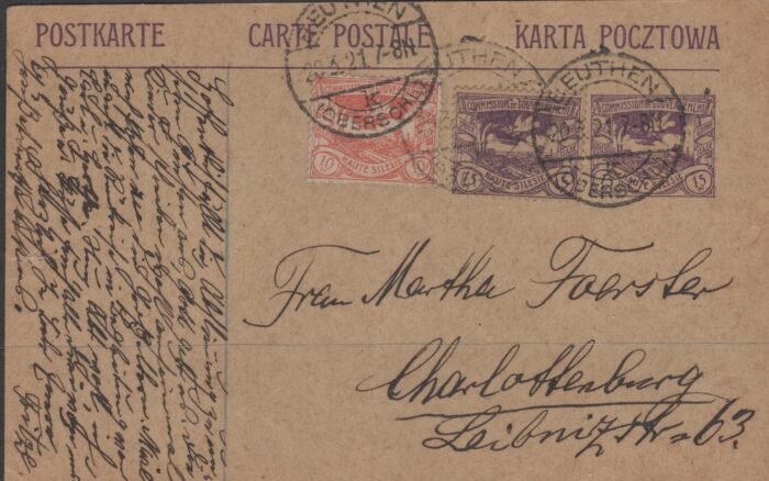 Upper Silesia MI 16, 17 (2) post card VF