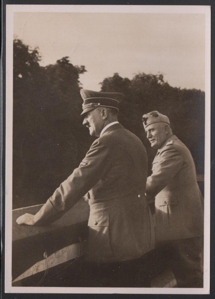 Germany Post Card Hitler and Mussolini at western front franked with Gen Govt MI 35-39 with Krakau cancels VF