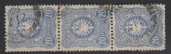 German Offices in Turkey Scott#: Michel#: V42a U F/VF forerunner vertical strip of 3