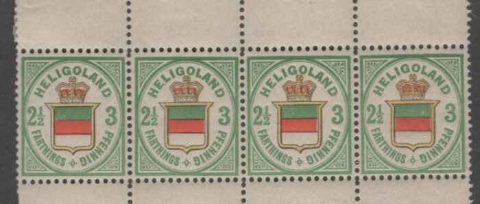 Heligoland Scott#: 20 Michel#: 17b strip of 4 ** F/VF