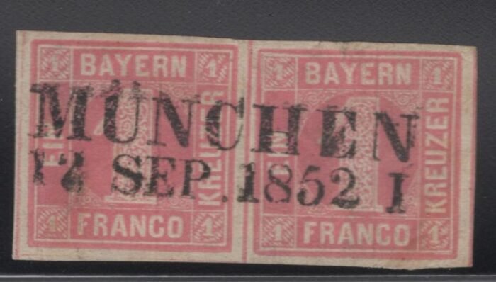 Bavaria Scott#: 4 Michel#: 3 Ia horizontal pair U VF