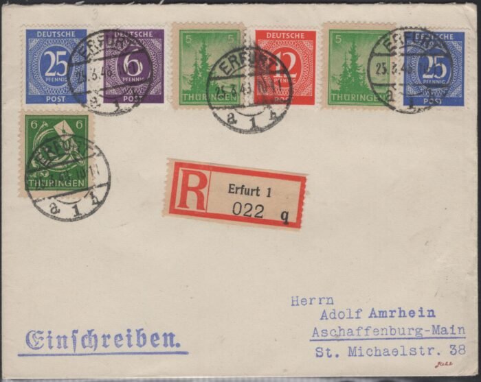 Soviet Zone MIchel 916, 19, 26(2), 942), 95 registered cover expertized