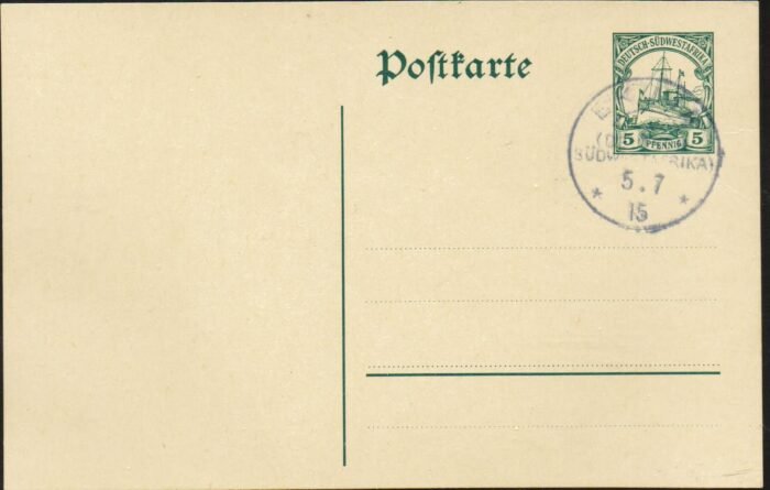 Germany Ganzsachen German Southwest Africa Michel#: P13 unaddressed card with "Ekuja" cancel VF RR