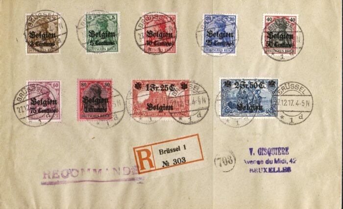 Belgium MI 1-9 on oversized cover F/VF