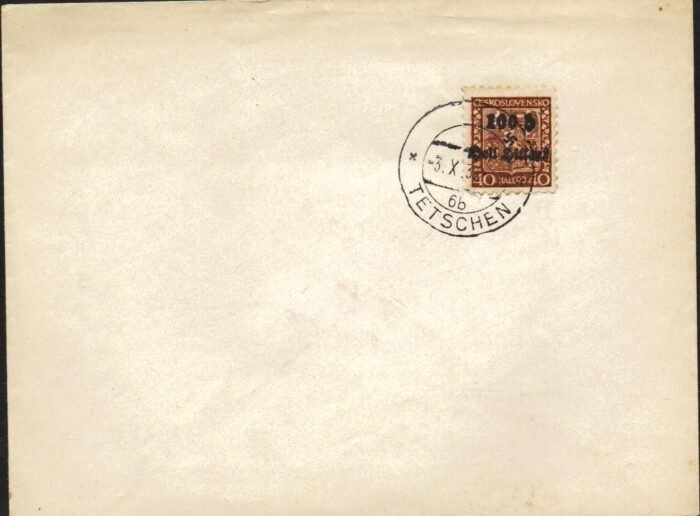 Sudetenland - unaddressed cover franked with local overprint and cancelled "Tetschen" VF