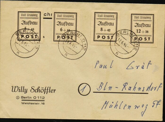 Germany Post WWII Locals Strausberg Michel# 42-5 on cover