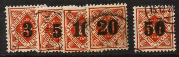 Wurttemberg Scott#: O89-93 Michel#: U F/VF