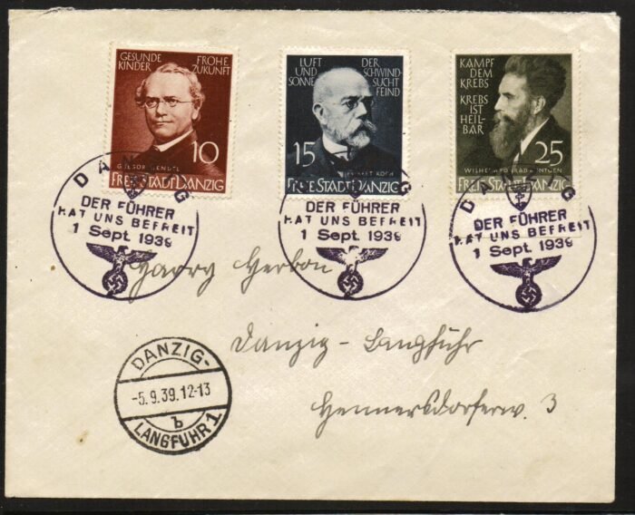 Danzig MI 306-8 with special Nazi cancels VF