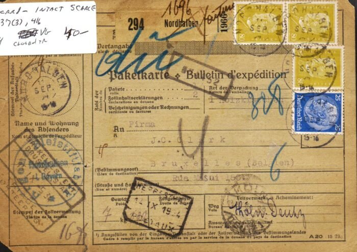Deutsches Reich MI 437(3), 416 on packet card VG
