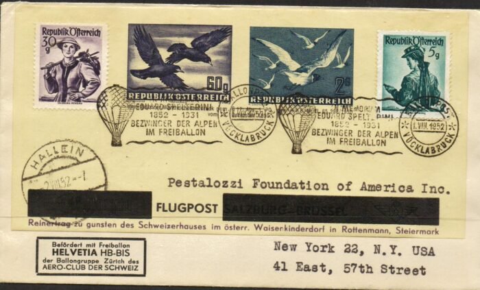 Austria Flugpost-Andresszettel label used on letter to US VF