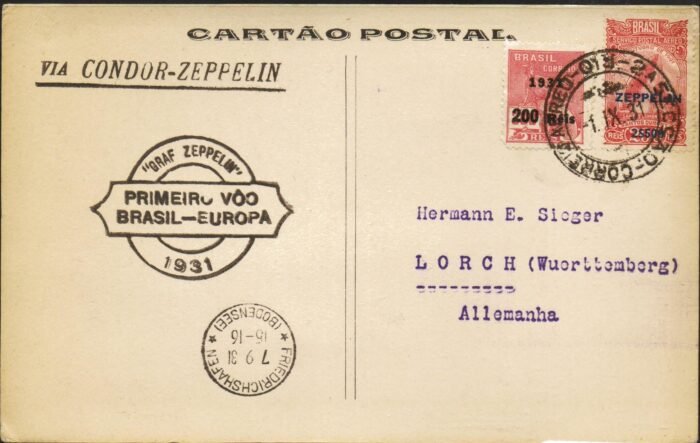 Brasil Zeppelin flight sieger 217Aa F/VF