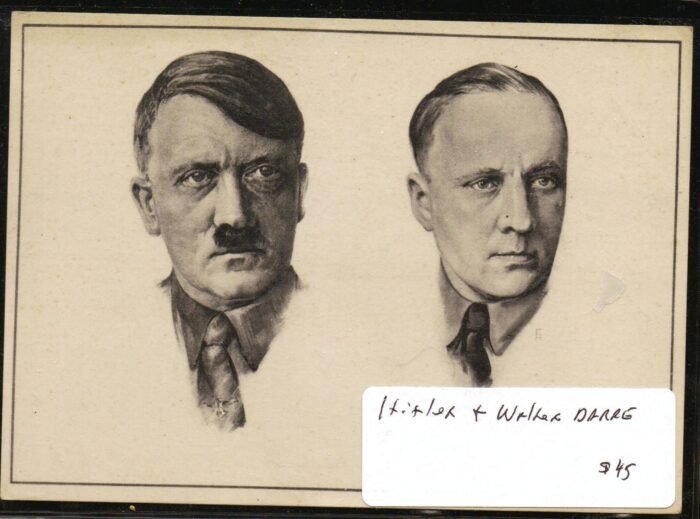 Hitler and Walter Daare on unused post card F/VF
