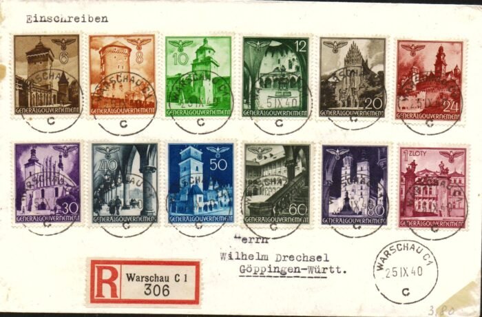 General Government MI 40-51 on Registered philatelic cover F/VF