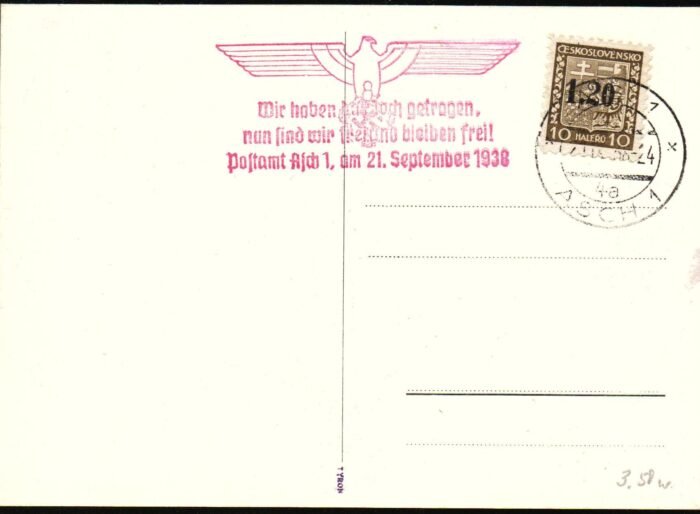 Sudetenland Asch MI 1 Ia with Nazi cancels Fine