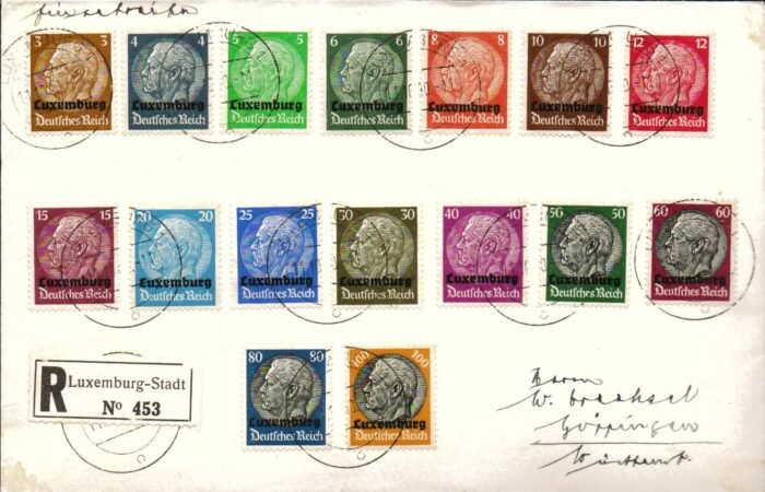 Luxemburg MI 1-16 on 2 registered covers VF