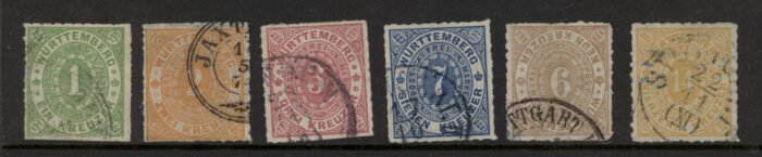 Wurttemberg Scott#: 47-52 Michel#: U F/VF complete set - catalog $228