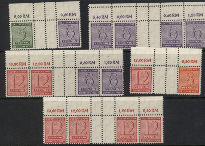 Soviet Zone Scott#: 14N var Michel#: WZd8-12 ** F/VF