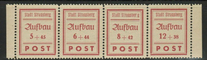 Germany Post WWII Locals Strausberg Michel# 34A_37A var** strip 3 PF 36 III F/VF