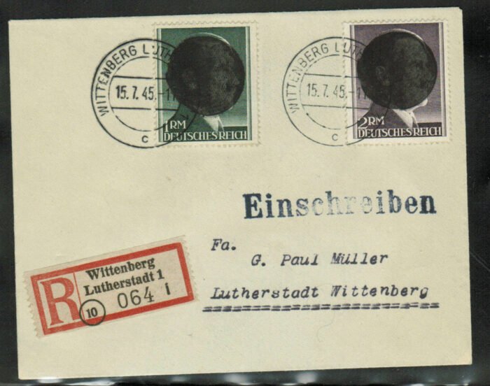 Germany Post WWII Locals Wittenburg-Lutherstadt Michel# AIIB, IIIB on registered cover F/VF